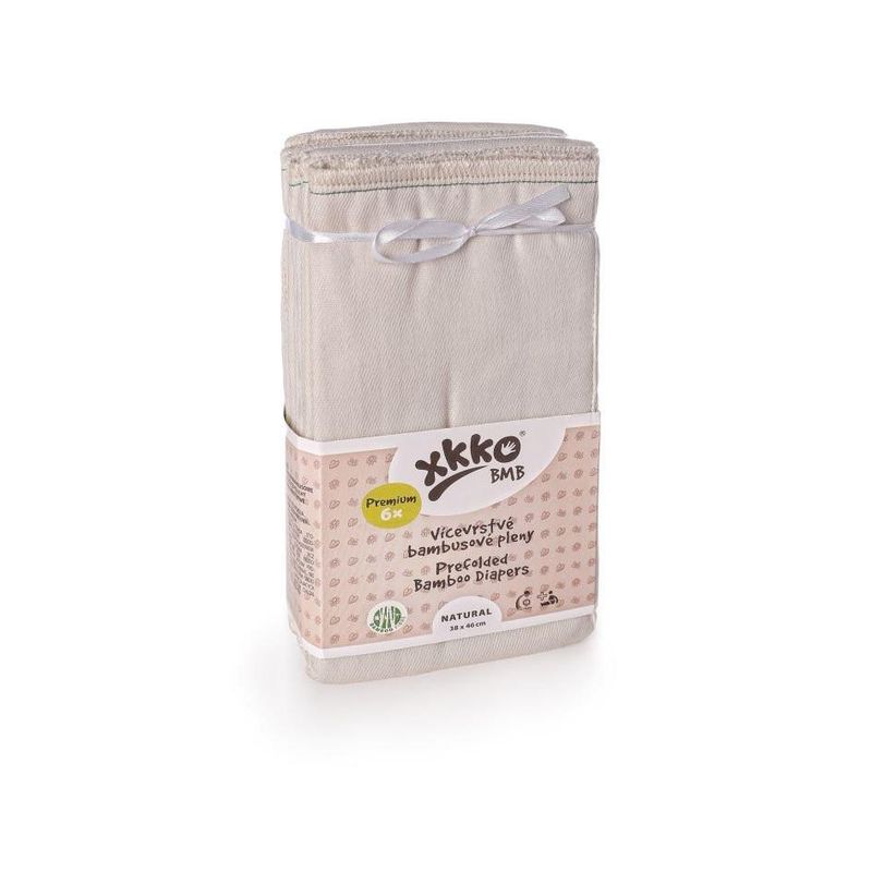 Bambus prefold tøybleier - Premium Natural 6 pk