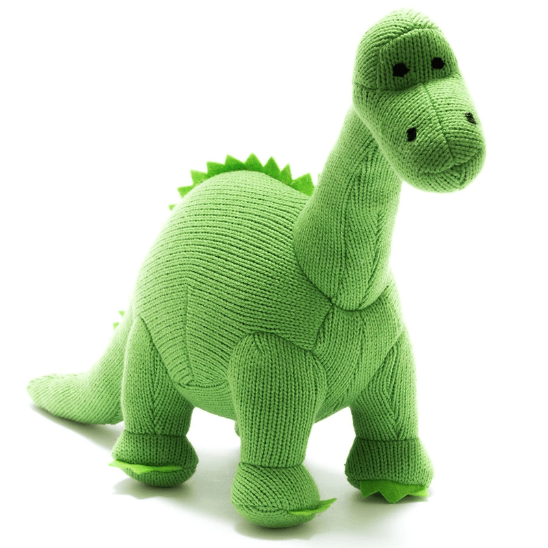 Strikket Grønn Diplodocus Dinosaur Baby Rangle